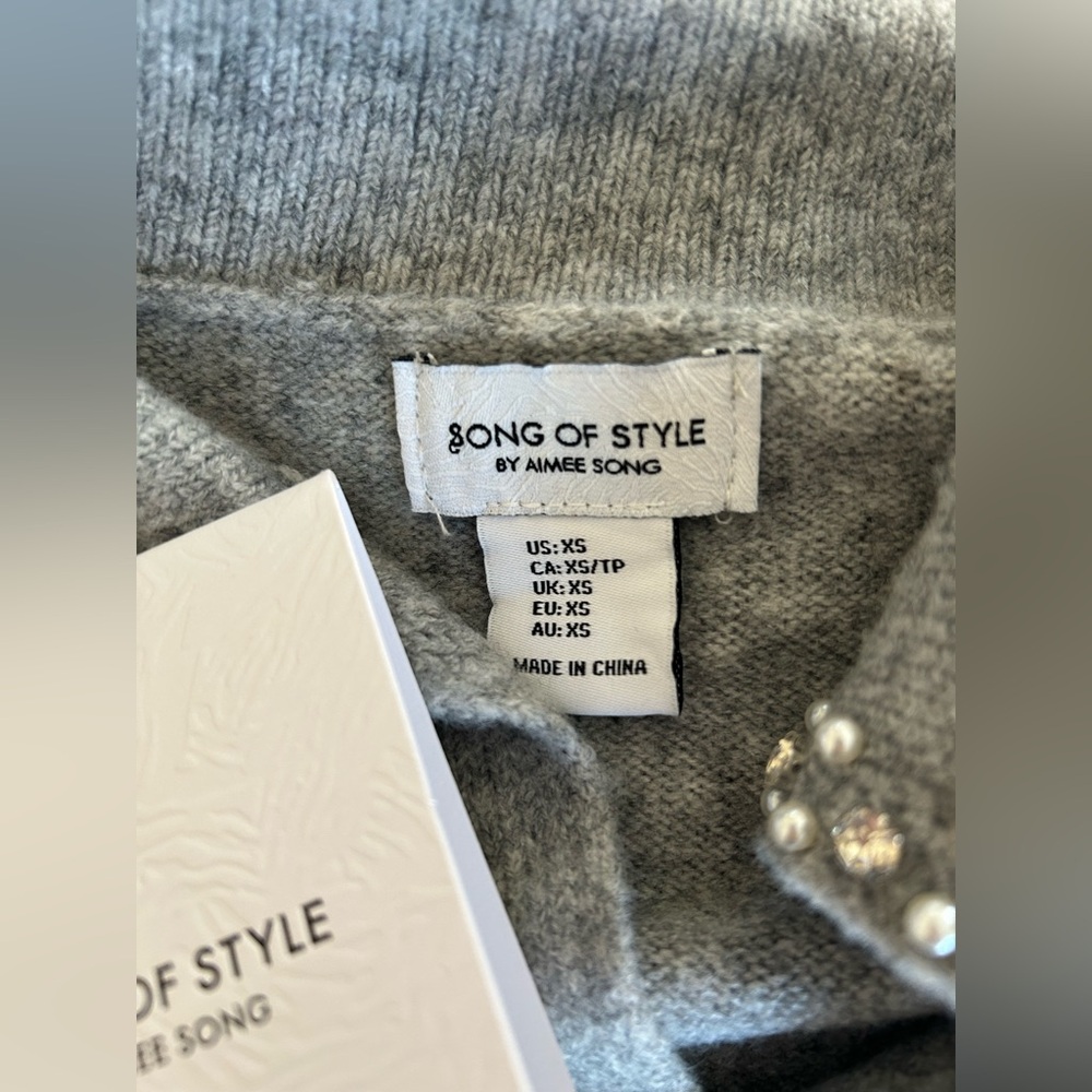 Song of Style Gray Knit Sweater with Pearl and Rhinestone Details
Size: XS
NWT - Picture 13 of 15